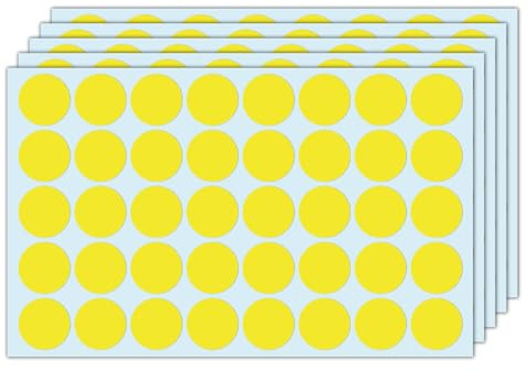 1000 Stück, 25mm Klebepunkte Gelb, Gelbe Punkte Aufkleber Sticker | Markierungspunkte Selbstklebend