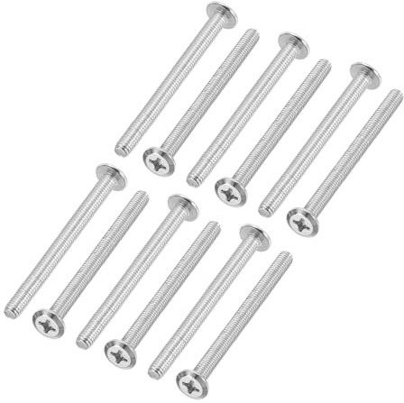 PATIKIL Flat Round Head Phillips Screws, 8 Pack M6-1 x 75mm Binding Screws 304 Stainless Steel 18-8 Full Thread, Phillips Drive Machine Screw Furniture Screw Connector Bolts