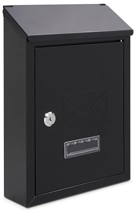 Assorted Collections Cassetta delle lettere da parete, con serratura e 2 chiavi, resistente alle intemperie, facile da installare, 21 x 30 x 7 cm, colore: nero