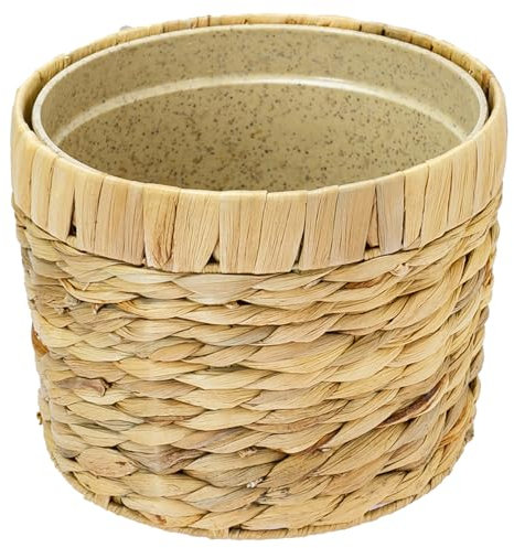 HMF Vaso per piante da interno, vaso decorativo in giacinto d'acqua sostenibile | Vaso moderno rotondo | Diametro 19 cm