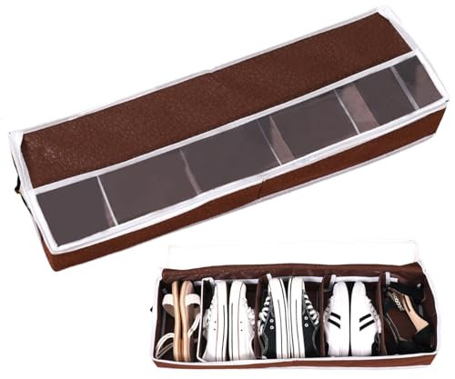 Mafagwre Schuh-Organizer Für Unter Das Bett, Transparente, Faltbare, Staubdichte Aufbewahrungsbox Aus PVC Mit Öffnung Oben Und Seitlichen Griffen, Aufbewahrungs-Organizer Mit Sichtbarem Gitter (S)