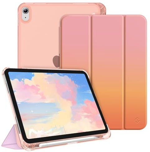 Fintie Hülle für iPad (A16) 11./10. Generation (2025/2022) mit Stifthalter – ultradünne, leichte Schutzhülle mit Hart-PC, Transparente Rückseite,Sonnenuntergang
