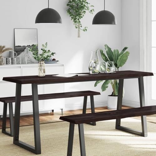 Buzaza Tischplatte 180x60x(2-4) cm Massivholz Behandelt Baumkante Schreibtischplatte geeignet für höhenverstellbare Schreibtische, Esstisch