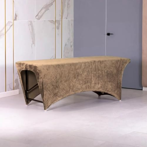 Untitled Verlängerter Liegenbezug für Massagebett | Bezug | Velours | Spannbetttuch für alle gängigen Kosmetikliegen Massageliegen Couches (Camel, 60 x 180 cm)