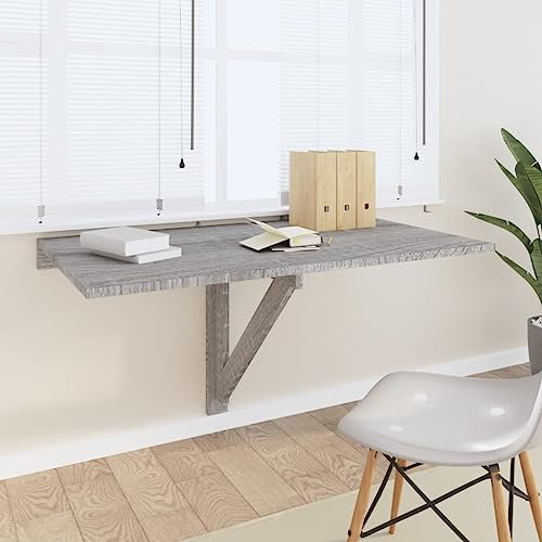 Xichuzi Wand-Klapptisch Grau Sonoma 100x60x56 cm Holzwerkstoff, Klapptisch Wand, Wandtisch, Klappschreibtisch, Schreibtisch Klappbar Wand, Klapptisch Esstisch - 342651