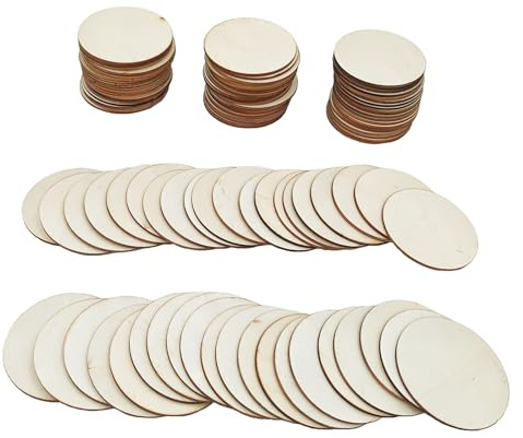 100 pezzi di dischi in legno non verniciati per il fai da te, 7 cm, vuoti, dischi di legno, ritagli rotondi per pittura fai da te e decorazione della casa