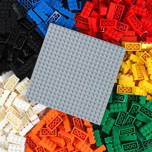 HUIZDQ 500 mattoni da costruzione classici e 1 piastra di base grigia, 2 x 4 mattoni sfusi giocattoli da costruzione creativi, blocchi sfusi per bambini dai 6 anni in su, 7 colori