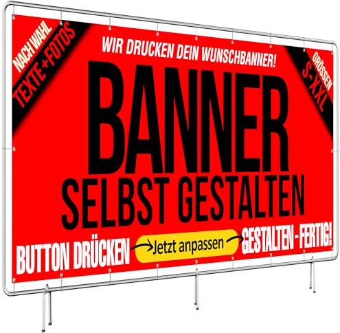 Dein Banner personalisiert mit Text/Logo/Foto | ideal für Aussenwerbung, Hinweisschild, Geburtstag, Events, Hochzeit, Jubiläum, Schulabschluss, Werbebanner