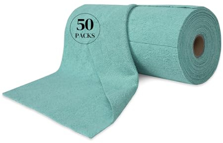 Kitchen Roll Reusable Paper: 50Pack Microfiber Washable Ultra Absorbent Softly Rags Drying Cleaning Cloth Household Dishcloths Kitchen Bathroom House Car Office Travel & Camping (03 Green)