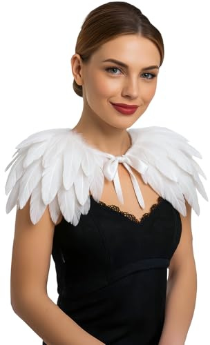 FIESTAS GUIRCA | Weißer Federumhang (30x90 cm) - Kostümzubehör für Halloween, Karneval und Maskenball - Ideal für alle Benutzer - Weiß