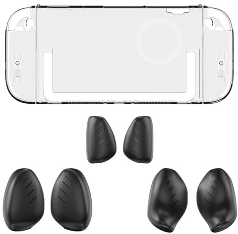 AVZYARDY PC Hard Case with Ergonomic Grip for Switch2 (Clear Black Grip) (White Black grip)