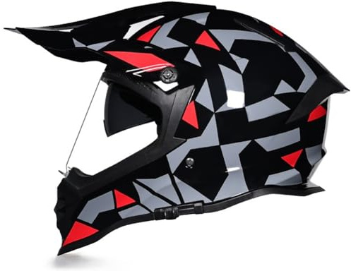 Cascos de Motocross con Doble Visera para Adultos y jóvenes para Motocicletas de Calle y Todoterreno compatibles con Scooters MTB y ATVL/59-60cm