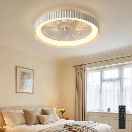 LEONTYNE 20 Inch Ceiling Fan with Light, APP & Remote Control, Dimmable Color Changing LED (3000K-6500K), 6-Speed Ultra-Quiet Reversible DC Motor,Modern Fan Light for Bedroom, Living Room, Kitchen