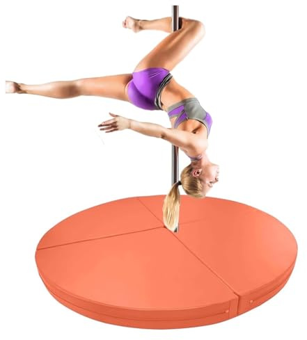 Pole-Dance-Matte, dicke Schaumstoff-Sturzmatte für Stangentanz - runde, faltbare Sicherheitsmatte für Stripperstangen, Gymnastik, Aerial Yoga - strapazierfähiges Leder-Antikollisionskissen (