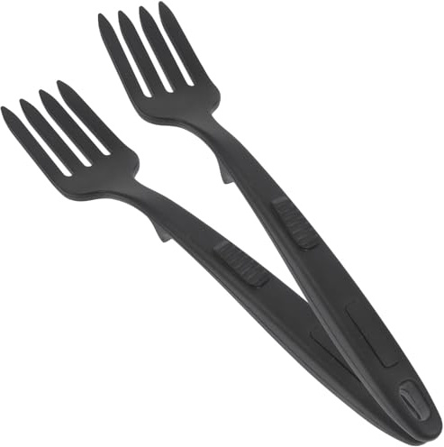 DOITOOL Tenedores Grandes de Silicona para Pasta 2 Piezas, Utensilios de Cocina Multifunción para Espaguetis y Fideos, Negro, Resistente al Calor, Apto para Uso Diario en Cocina Doméstica