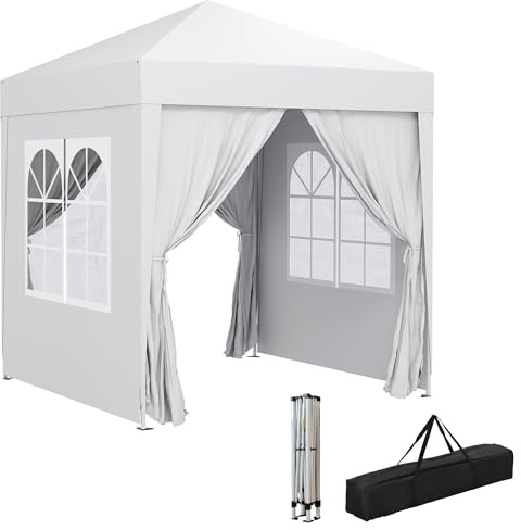 Outsunny Tonnelle de Jardin Extérieure 2 x 2 m Réglable en Hauteur Blanc