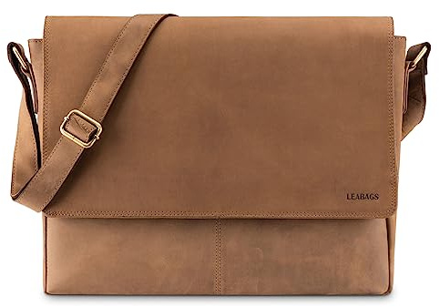 LEABAGS Messenger Bag, Acapulco Echtleder Aktentasche Herren & Damen, Leder Laptoptasche bis 15 Zoll, Umhängetasche mit Schultergurt 39 x 30 x 11 cm
