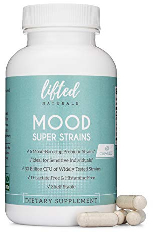 Probiotics - Mood Super Strains Probiotic - Naturally Supports Digestion & Mood - Histamine-Free Probiotics w/ L Rhamnosus GG, Shelf Stable Probiotic Supplement, 60 Day Supply, Non-GMO, VEGAN