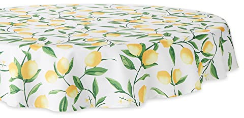 DII Nappe de Printemps et d'été, imperméable à l'eau pour Une Utilisation en extérieur ou en intérieur, fête, Barbecue, réunions de Famille (sièges de 2 à 4), Citron Bliss, 60 Pouces Ronde