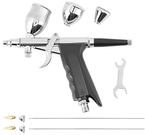 Estink Double Action Airbrush Kit, Professional Spray Gun with 0.3mm 0.5mm 0.8mm Conical Nozzles Adjustable Airflow for Car Printing Model Colouring 15-50PSI Pistol Grip Trigger Gun Set