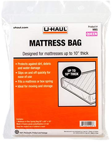 U-Haul Queen Mattress Bag – Heavy-Duty Plastic Protection for Moving & Storage  – 92 x 60 x 10 (1-Pack)