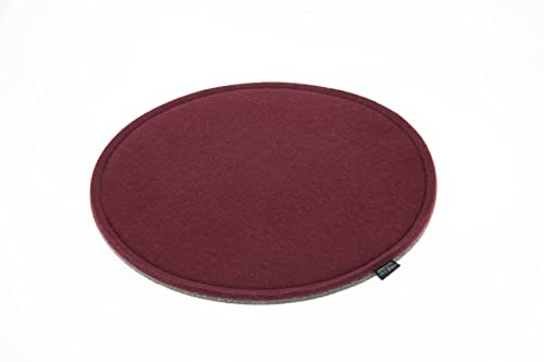voigtdesign Filz-Sitzauflage - Stuhlauflage - Sitzkissen - Stuhlkissen - Auflage - rund - bi-Color - 2-lagig (D 40 cm, 145 Bordeaux)
