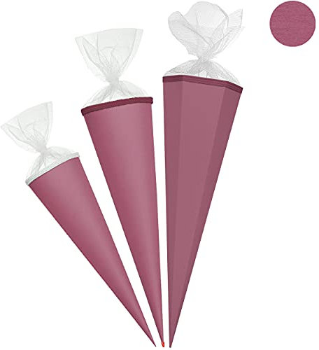 alles-meine.de GmbH Schultüte - Rohling - Beere - helle Brombeere & Himbeere - 50 cm - rund - Tüllabschluß - mit/ohne Kunststoff Spitze - Zuckertüte - Markneukirchen - Jungen M..