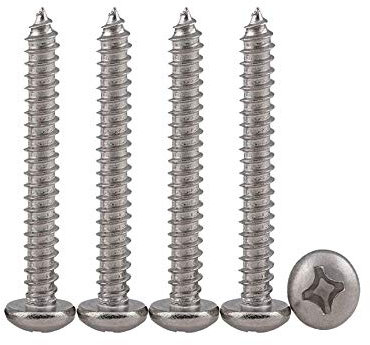 Drenky Vis A Bois Tete Ronde Inox M4 X 40 Vise Autotaraudeuses à Bois Cruciformes en Acier Inoxydable 304 Filetage Complet Fixations, 100 Pièces