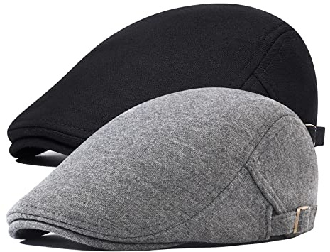 BOTVELA 2 Pack Men Newsboy Cap Cotton Golf Driving Flat Hat