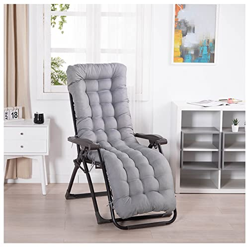 PIPOEI Deckchair Auflage 170x53x8 cm, Polster für Sonnenliege Liegestuhl Auflage für Gartenliegen, Reisen, Urlaub, Innen, Außen, Bequeme Polsterauflage für Sonnenliege(Color:Silber-Grau)