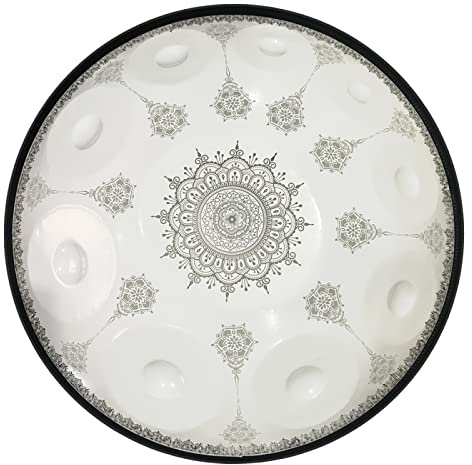 YUANZHOU Handpan Steel Tongue Drum 22 Zoll White Mandala Percussion Drum Instrument,9Notes