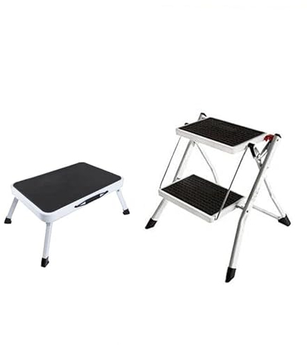 Mini Trittleiter 1 Stufe Klappbar, Stabil Stahl Klapp Hocker Faltbar Klappleiter Anti-Rutsch Haushaltstritt, Belastbar bis 150 kg