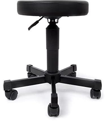 Runde Rollhocker, dick gepolsterte Drehhocker für die Arbeit, medizinischer Spa-Kosmetiker-Hocker, Schwarz