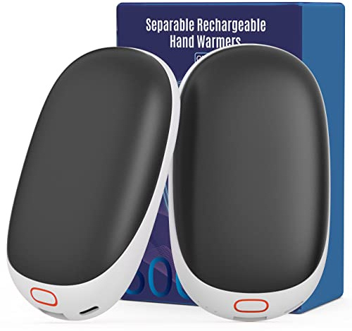 Jonwall Scaldamani Ricaricabili, 2 Pezzo 5000mAh Portatile USB Batteria Scaldamani Riutilizzabile, Elettrico Scaldino Tascabile Ottimo Regalo per Donne Uomini (Nero)