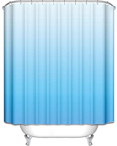 Duschvorhang Kinder Duschrollo Nach Maß Schmucklos Duschvorhang Mit Ösen Moderne Duschvorhänge Polyester Blau Rostfreie Ösen Und 12 Hakenringe, 160X180Cm