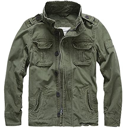 Letuwj Chaqueta de hombre chaqueta militar casual camuflaje ropa de trabajo denim, verde militar, XL
