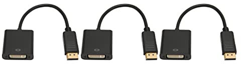 Adaptador Displayport A DVI de 3 Piezas, Compatible con 4k HD 1080p, Chip IC Avanzado Integrado, Adecuado para de Monitor de Alta Definición de Computadora Portátil