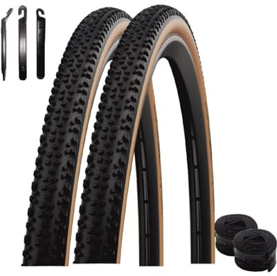 2X Faltreifen Schwalbe TLE X-One Allround Performance Race Guard Bronze 33-622 (28 x 1.30) + 2 x Schwalbe Schläuche SV17 inkl. Reifenheber