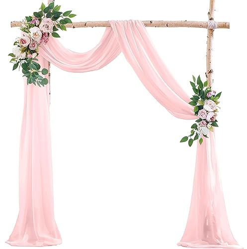HUHJYUGE Hochzeit Vorhang Weiß Querbehang Stoff Traubogen Hochzeit Drapierstoff Chiffon Stoff Vorhänge Drapierstoff Tüllstoff, für Fotografie Party Hochzeit Geburtstag (5 75x1000cm)
