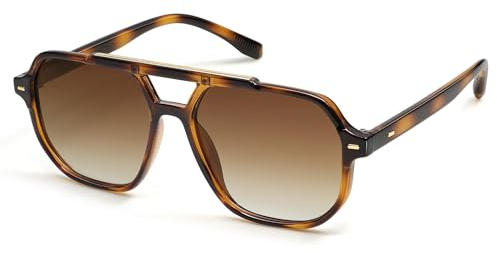 SOJOS Sonnenbrille Herren Damen Retro Vintage Polarisiert Eckig Coole Rechteckig 70er jahre UV400 Schutz Klassische Unisex Outdoor Moderne Sonnenbrille SJ2283 Tortoise Brown Grading Lens