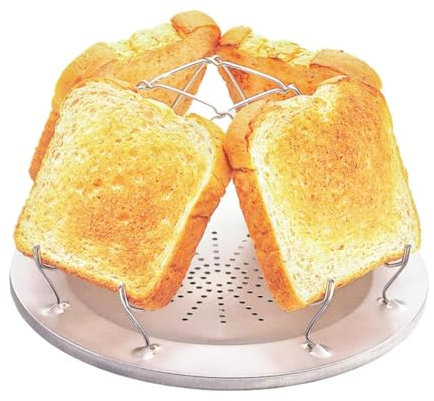 MEETOZ Folding Camp Stove Toaster, Stainless Portable Backpacking Outdoor Toaster Rack Holder for Camping Fishing Hiking (Silver)