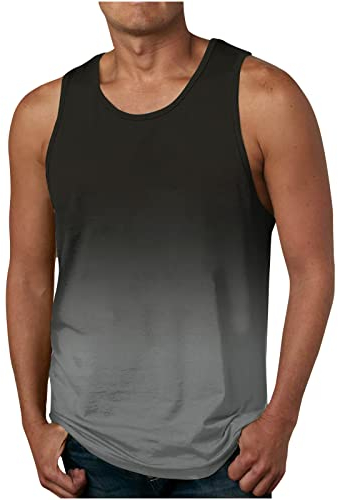 Tank Top Herren Sommer Ärmelloses Muskelshirts Casual Sport Tshirt Baumwolle Leicht Unterhemd Shirt Fitness Trägershirts Tee Tops Urlaub Hawaii Tanktop Männer Rundhals Oberteile Laufshirt