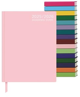 Top Sale 2026–2027 Academic Diary A5 Day Per Page – Light Pink Hardcover Student Planner with Ribbon Marker, Timetable Pages, Exam Tracker and Year Planners, August 2026 to July 2027