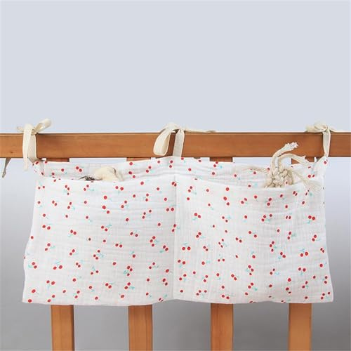 Kinderzimmer Hängender Bett Organizer Zum Aufhängen, Babybett Hängende Tasche Aufbewahrungstasche für Kinderbett Windeln Spielzeug Sabberlätzchen Kleidung (Kirsche)