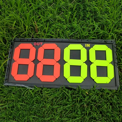 Fußball-Ersatzkarte, Ziffern-Fußball-Ersatztafel, Schiedsrichter-Anzeigetafel, wasserdichtes Design, fluoreszierend, Punktzahl 0-99, ideal für Heimwettbewerbe