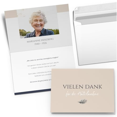 Einladungskarten Manufaktur Hamburg 10 personalisierte Trauer Danksagungen Dankeskarten mit eigenem Text und Foto | Individuell anpassbare Trauerkarten mit Briefumschlägen | Karten Design 03