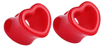 Bcughia Ohr Tunnel 8mm Acryl Tunnel Für Ohren Rot Herz Form Tunnel Ohrring Set, 2 Stück