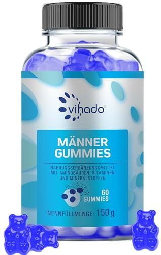 Vihado Blaue Männer Gummies - Extra Starke Sofort Rezeptur hochdosiert - mit L-Arginin, L-Glutathion, L-Glutamin, 60 Stück
