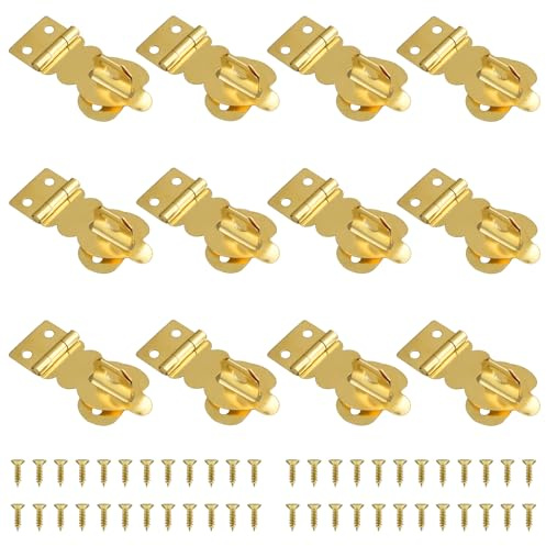 Aifeier ET 12Pcs Brass Solid Padlock Mini Buckles, Small Mini Decorative Hasp Locks with Screws for Gift Boxes Wooden Box Jewelry Box Wine Gift Case Chest Suitcase