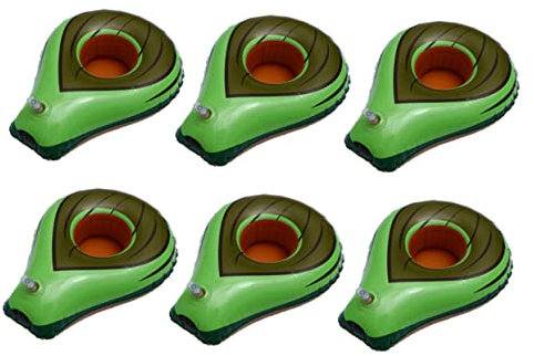 WOONEKY Set Mit 6 Aufblasbaren Schwimmfähigen Getränkehaltern Im Avocado-Design Für Veranstaltungen Im Freien Mit Lustigen Und Tropischen Themen